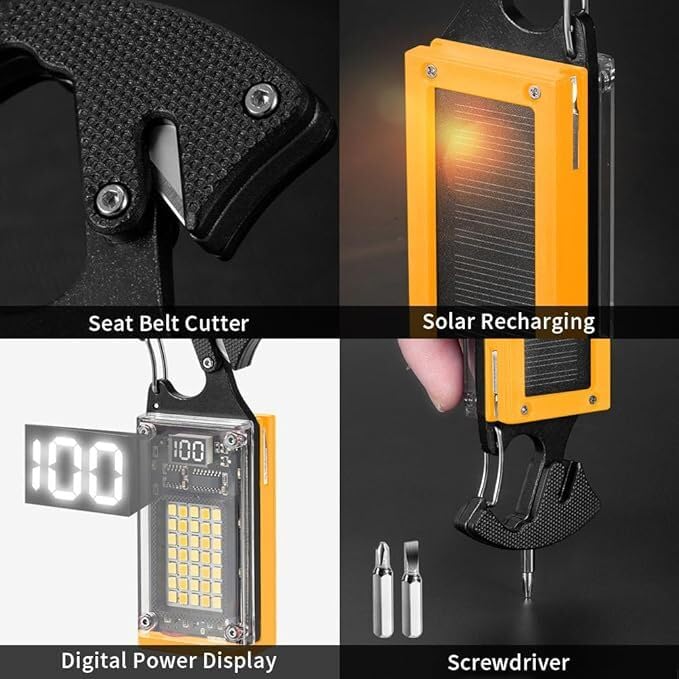 BLURISM BLURISM Rechargeable Mini COB Keychain Light MultiFunction UltraBright Flashlight Portable Outdoor Camping Lamp with Magnet Screwdriver Window Breaker LED Flashlight  - Image 2