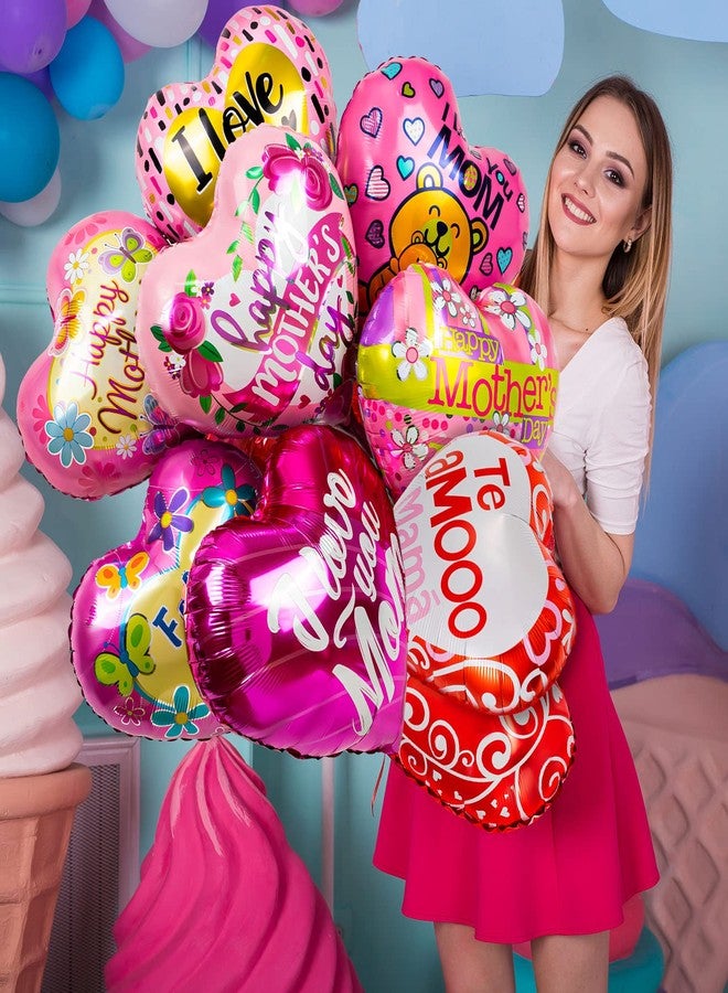 ZHBDMGK Mother Day Foil Balloons, 24Pcs Premium Happy Mother’s Day Balloons, Large Size Best Mom Day Heart Balloons for Mother's Day Party Birthday Decorations Supplies - Image 5