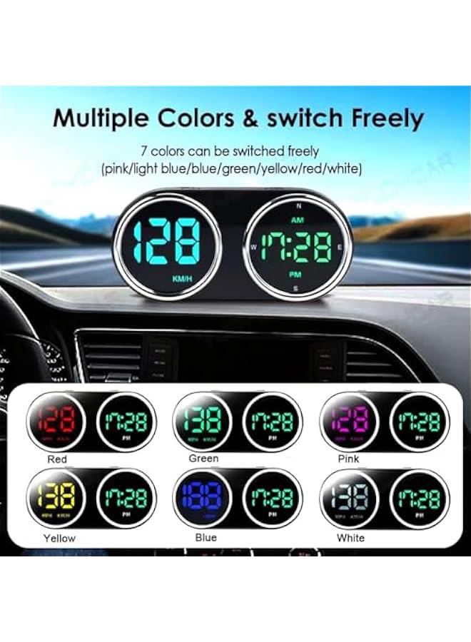 أنكوفو شاشة عرض رقمية بنظام تحديد المواقع العالمي للسيارة مع عداد سرعة ميل/كيلومتر في الساعة، شاشة عرض اتش يو دي عالمية مع كابل USB 2 متر وساعة، شاحن سريع كيو سي 3.0، توصيل وتشغيل للسيارة والقارب والشاحنة - Image 2