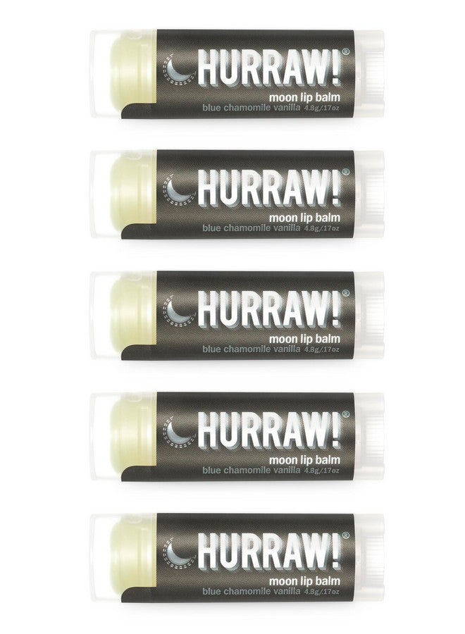 Hurraw! Moon Night Treatment (Blue Chamomile, Vanilla) Lip Balm, 5 Pack: Organic, Certified Vegan, Cruelty and Gluten Free. Non-GMO, 100% Natural Ingredients. Bee, Shea, Soy and Palm Free. Made in USA - Image 1