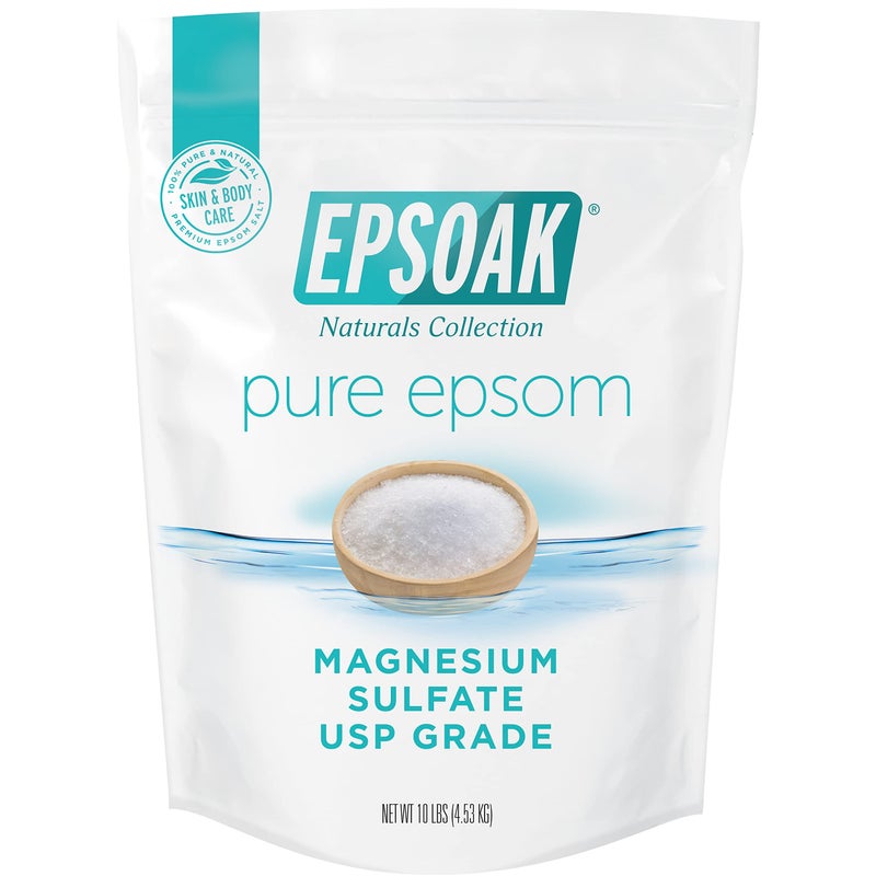 Epsoak Epsom Salt 10 lb. Magnesium Sulfate USP. (Qty. 1 x 10lb. Bags) Resealable Epsom Salt Bulk Bags Unscented, Made in The USA, Cruelty-Free Certified - Image 1