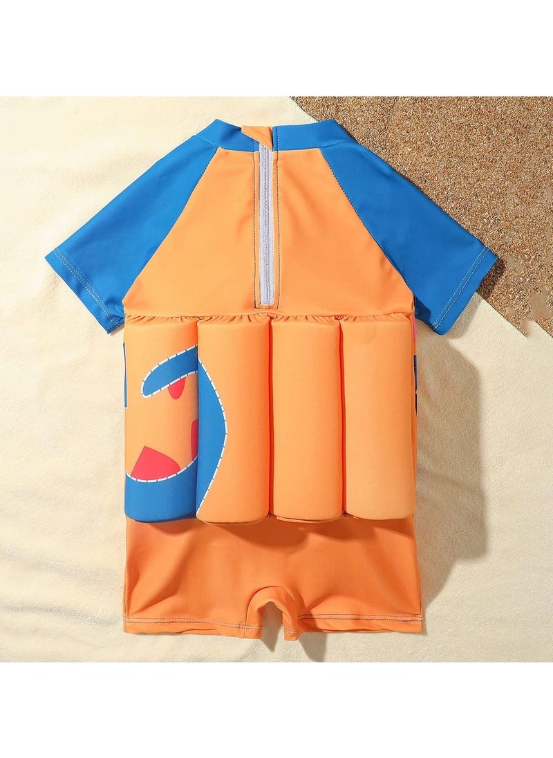 KASTWAVE - Kids Baby One-Piece Floatation Swimsuit Float Suit with Adjustable Buoyancy Bathing Suit Cartoon Short Sleeve Swimwear Jumpsuit(3-4 Years) - Image 1