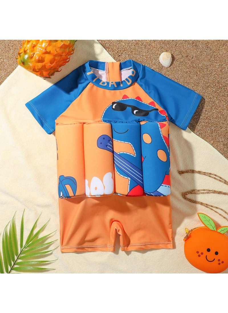 KASTWAVE - Kids Baby One-Piece Floatation Swimsuit Float Suit with Adjustable Buoyancy Bathing Suit Cartoon Short Sleeve Swimwear Jumpsuit(3-4 Years) - Image 1