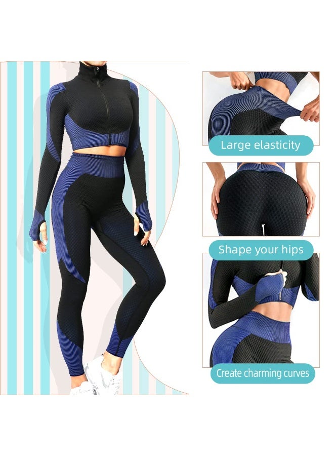 NIBEMINENT Women's 3pcs Seamless Workout Outfits Sets, Yoga Sportswear Tracksuit Leggings and Stretch Sports Bra Fitness - Image 5