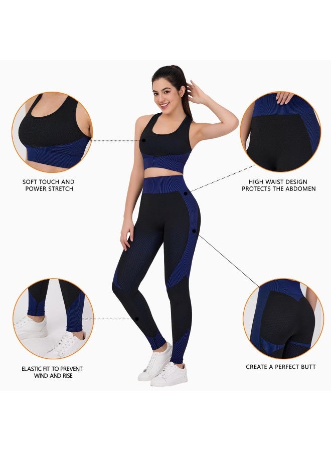 NIBEMINENT Women's 3pcs Seamless Workout Outfits Sets, Yoga Sportswear Tracksuit Leggings and Stretch Sports Bra Fitness - Image 4
