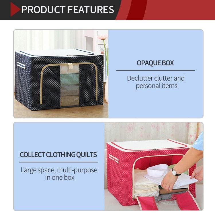 RURIBOSY Oxford Fabric Clothes Storage Box Wardrobe Organizer For Clothes Foldable Steel Frame Clothes Organizer Storage Box For Wardrobe Saree Shirts And Blankets66Litter 66 Ltr Pack of 1 - Image 3