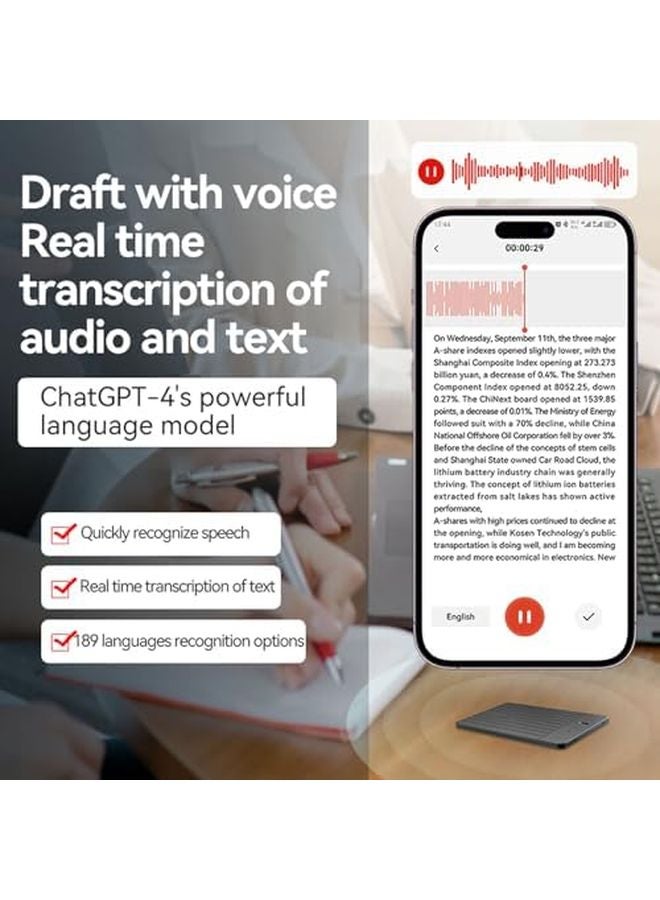 AI Voice Recorder Smart Device with APP Control 256 Language Translation 16G Noise Cancellation for Lectures Meetings - Image 4