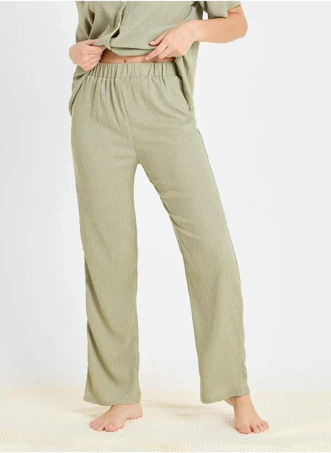 ستايلي Textured Longline Shirt & Pyjama Set