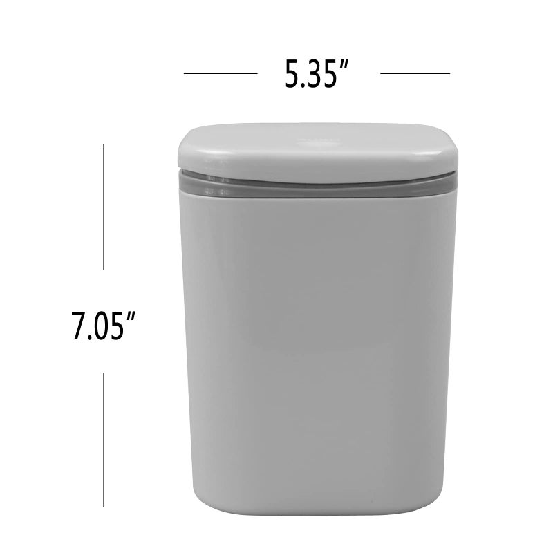 Begale 0.5 Gallon Tiny Plastic Garbage Can, Mini Trash Can with Lid, Gray - Image 2