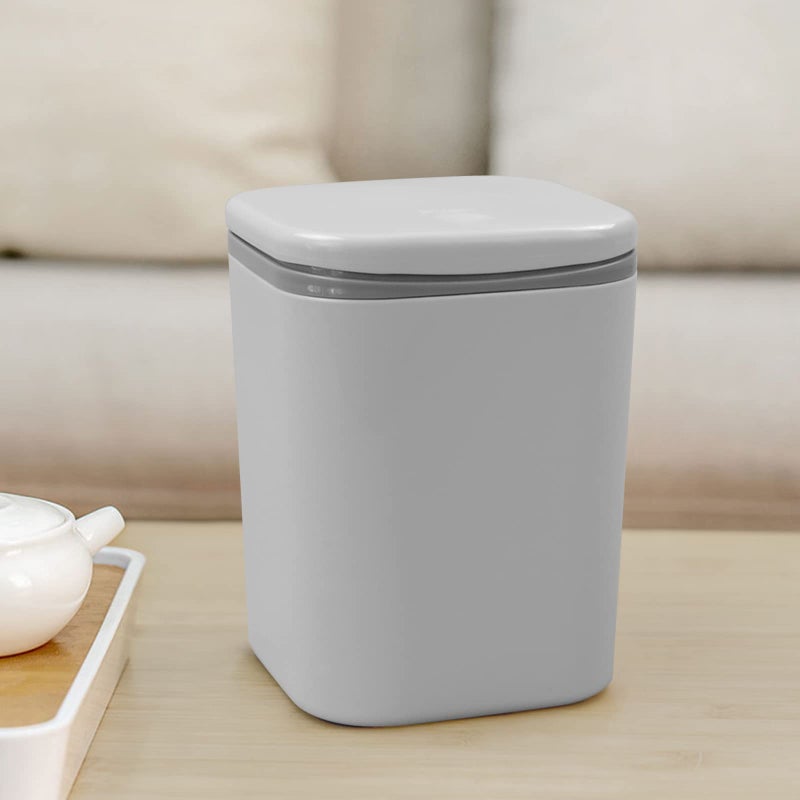 Begale 0.5 Gallon Tiny Plastic Garbage Can, Mini Trash Can with Lid, Gray - Image 4