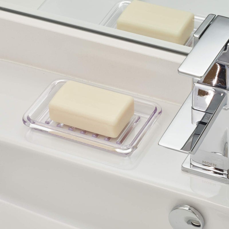 InterDesign iDesign Royal Plastic Rectangular Soap Saver Tray for Bathroom, Shower, and Kitchen - 3.5" x 5.25" - Clear - Image 2