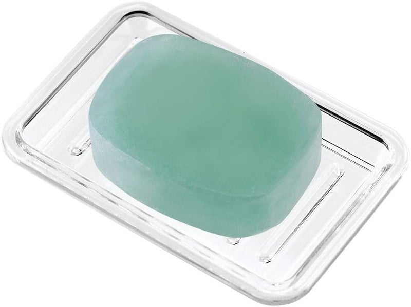 InterDesign iDesign Royal Plastic Rectangular Soap Saver Tray for Bathroom, Shower, and Kitchen - 3.5" x 5.25" - Clear - Image 1