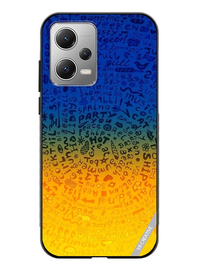 VR CREATIVE غطاء حماية لهاتف Xiaomi Redmi Note 12 بتصميم مزيج الكلمات متعدد الألوان - Image 1