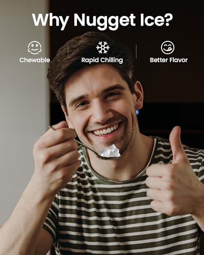 VIVIDMOO Nugget Ice Maker Countertop, 34lbs/24H Pebble Ice Machine, Self-Cleaning Sonic Ice Maker with Basket & Scoop, Compact Pellet Ice Maker for Home/Office/Kitchen/RV/Party, Stainless Steel - Image 5