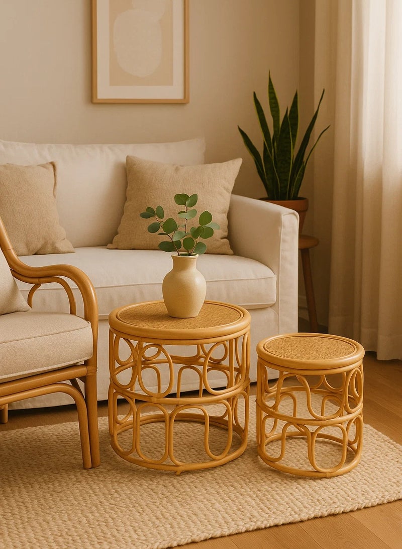 لوفت هنرييت، طاولة جانبية، مجموعة من قطعتين، أبعاد 40×40.03 سم، راتان - 192917 - Image 1