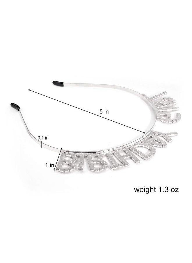 Birthday Party Rhinestone Alphabet Birthday Hair Hoop, GirL's Birthday GirL Headband Headdress, Crown Crystal With Diamond (Pink)  - Image 2