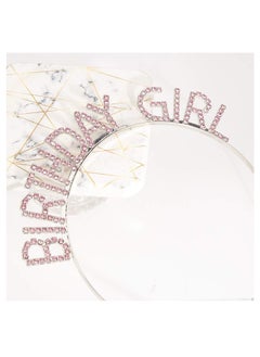 Generic Birthday Party Rhinestone Alphabet Birthday Hair Hoop, GirL's Birthday GirL Headband Headdress, Crown Crystal With Diamond (Pink)  - Image 3