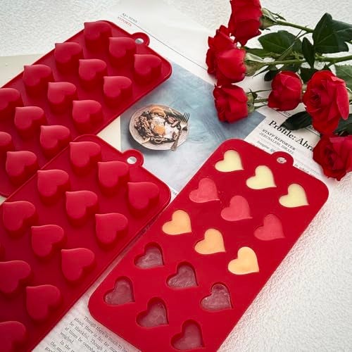 ZINDIACINE 3-Pack Heart Molds Silicone, Mini Heart Shape Chocolate Candy Molds for Baking, Non-stick Valentine's Day Silicone Heart Mold for Cakes Candies Soap Ice Cube Jelly Gummy - Image 4