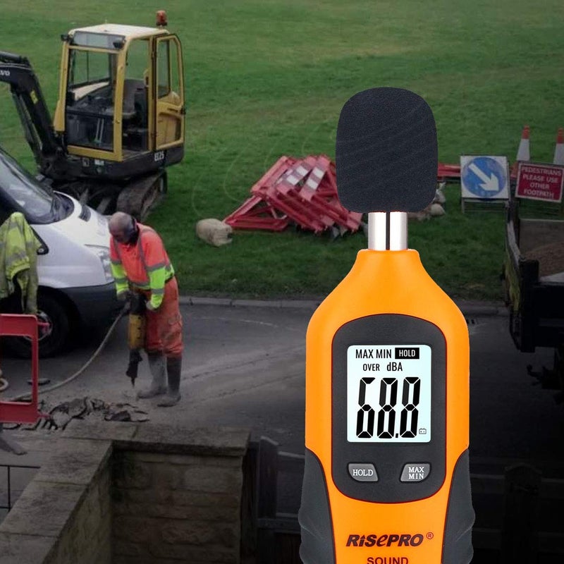 RISEPRO Decibel Meter, RISEPRO® Digital Sound Level Meter 30 – 130 dB Audio Noise Measure Device Backlight MAX/MIN, Data Hold Auto Power Off Dual Ranges HT-80A - Image 4