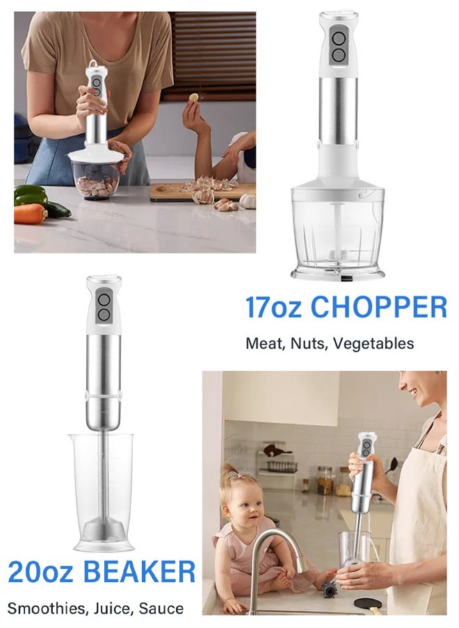 INKBIRD Hand Blender 4-in-1 Stainless Steel Stem with Chopper and Whisk 6-Speed Immersion Stick Blender 500W Food Grinder Container Smoothie Maker for Infant Puree Meat Vegetable Egg Sauces