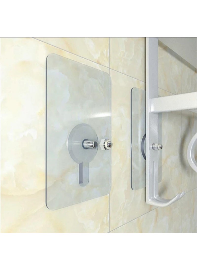 Generic SelfAdhesive Strong Wall Mount Hook for Hanging Stainless Steel Heavy Duty Square Base Set of 10 Clear Glass Adhesive HooksNo Drill Nail for Photo Frame Holding and Hanging Any Things  - Image 5