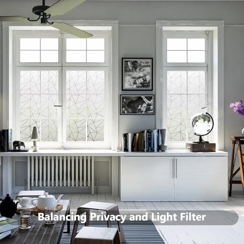 NINETREX Window Privacy Film Frosted Glass Window Clings Decorative Coverings Non-Adhesive Sun Blocking Stickers for Home Office Garage,17.5 x 78.7Inches - Image 5