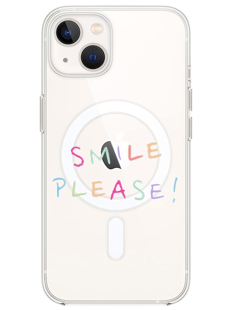 Theodor Magnetic Case for iPhone 14 6.1-inch Compatible with MagSafe Wireless Charging, Shockproof Phone Bumper Cover Smile please - Image 1