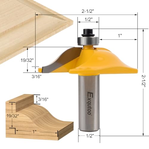 Exqutoo 1PCS 1/2" Shank 2-1/2" Diameter Raised Panel Cabinet Door Making Router Bit Woodworking Tools Door & Window Router Bit - Image 2