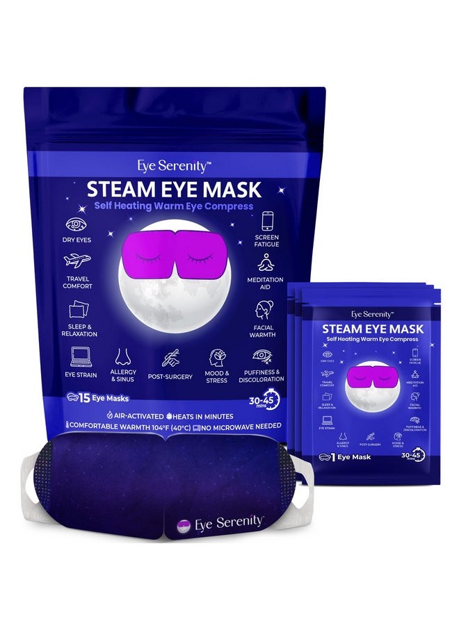 Lure Essentials Steam Eye Mask for Dry Eyes | Warm Compress Eye Mask for Puffy Eyes & Comfort | Eye Serenity Self-Heating Eye Masks for Sleeping, Travel & Relaxation for Men & Women (15 Pack)  - Image 1