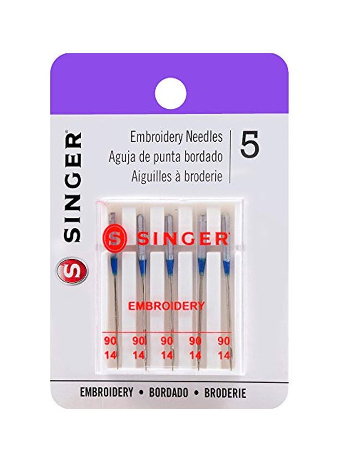 NIBEMINENT 5-Piece Embroidery Sewing Machine Needles Blue/Silver - Image 1