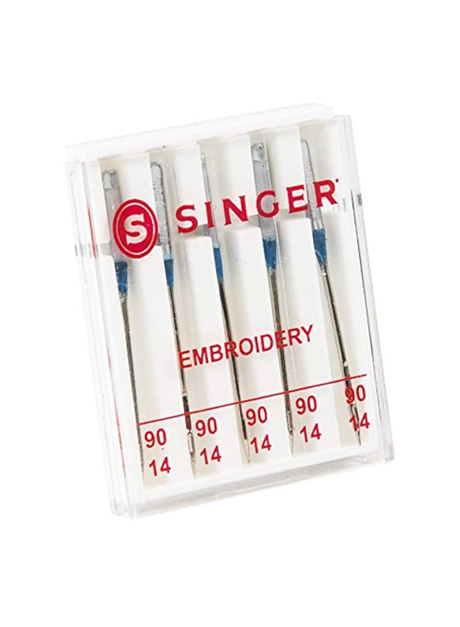 NIBEMINENT 5-Piece Embroidery Sewing Machine Needles Blue/Silver - Image 3