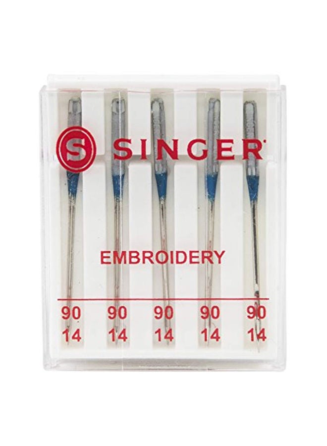 NIBEMINENT 5-Piece Embroidery Sewing Machine Needles Blue/Silver - Image 2