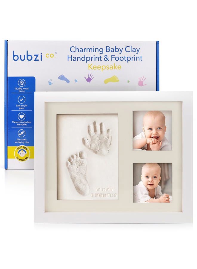 Bubzi Co Baby Footprint Kit, Baby Foot and Hand Print Kit, Baby Keepsake Frame, Nursery Pictures Frames, Hand Print Mold Kit, New Mom Gifts, Baby Newborn Essentials Must Haves, Baby Shower Gifts - Image 1