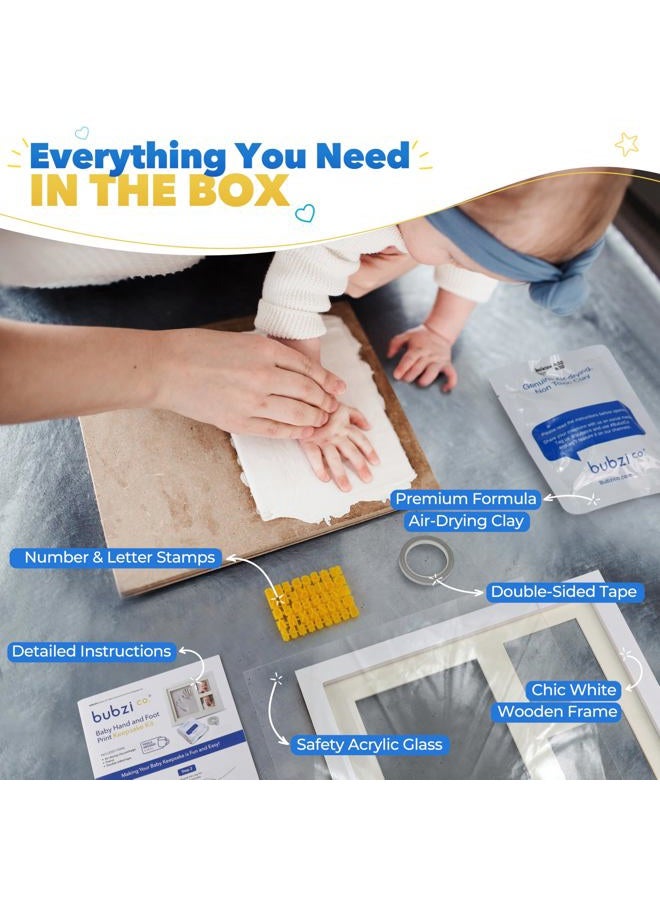 Bubzi Co Baby Footprint Kit, Baby Foot and Hand Print Kit, Baby Keepsake Frame, Nursery Pictures Frames, Hand Print Mold Kit, New Mom Gifts, Baby Newborn Essentials Must Haves, Baby Shower Gifts - Image 2