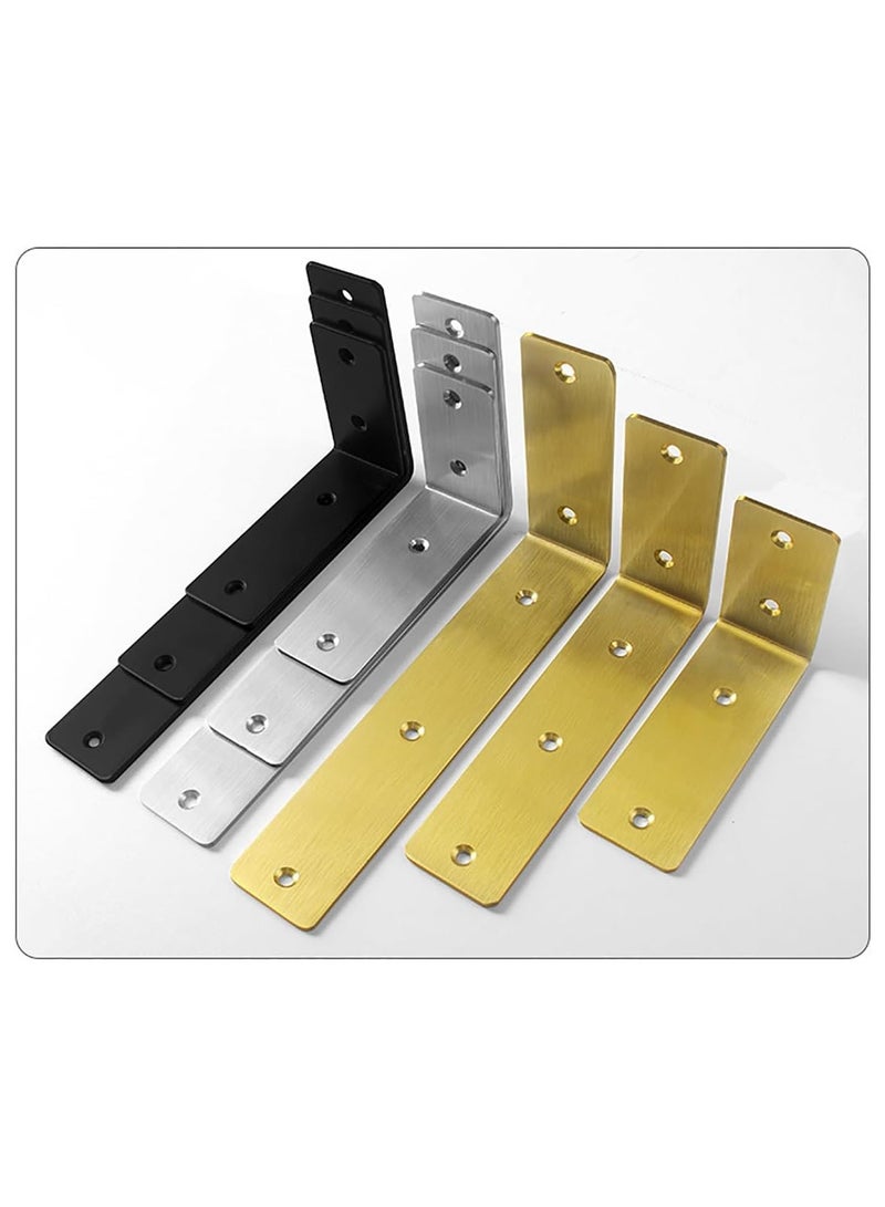 Rubik Shelf Brackets 9 inch - 2pcs Heavy Duty L Shaped 90-Degree Right Angle Corner Brace Joint Brackets for Table Bench Space Saving DIY - Silver  - Image 5