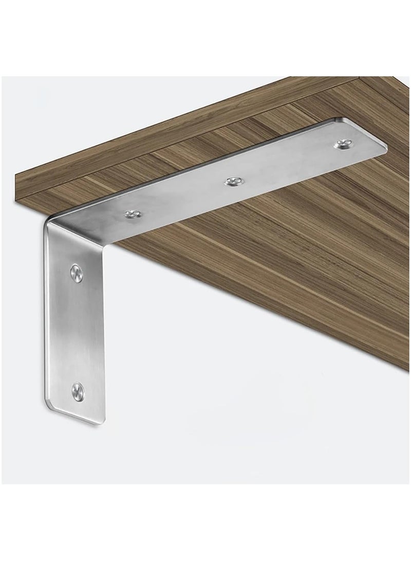 Rubik Shelf Brackets 9 inch - 2pcs Heavy Duty L Shaped 90-Degree Right Angle Corner Brace Joint Brackets for Table Bench Space Saving DIY - Silver  - Image 2