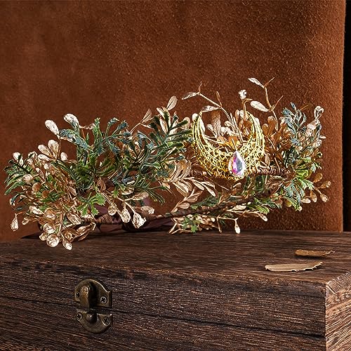 MOSTORY Blue Woodland Elf Crown - Elf Flower Headpiece Forest Floral Tiara Elven Leaf Circlet for Women Renaissance Renfaire Accessory Halloween Cosplay - Image 5