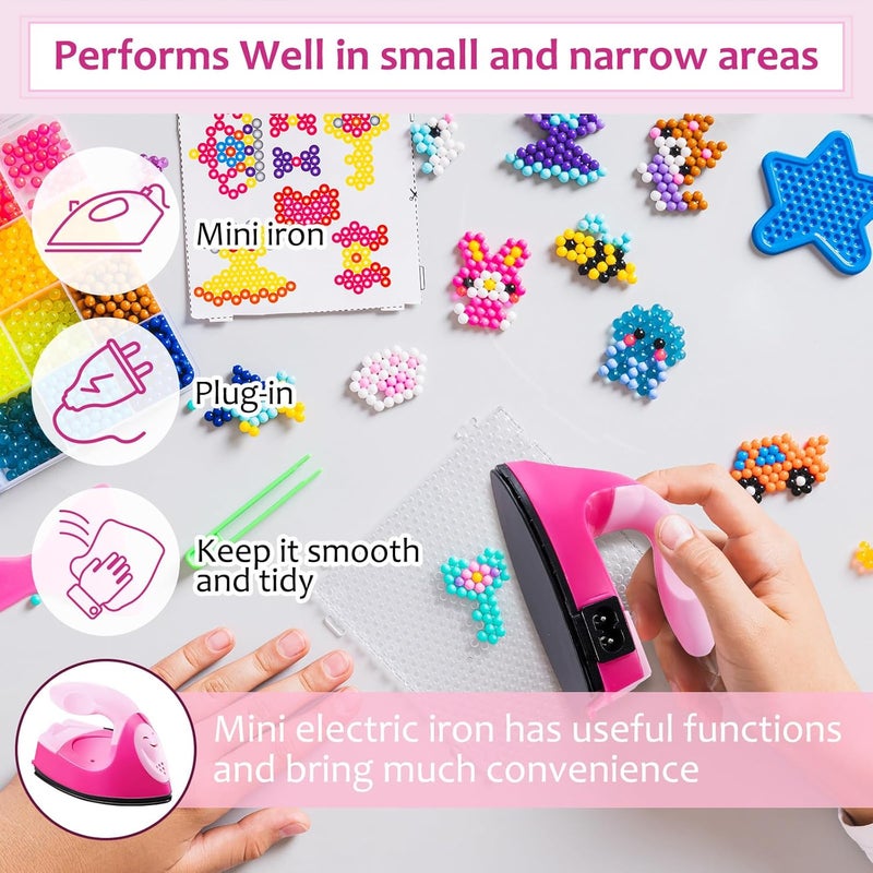 Honoson Mini Craft Iron Mini Heat Press Small Iron 3.93 x 2.36 x 2.76 in Portable Handy Tiny Flatiron with Charging Base Accessory for Fuse Bead Patch DIY Heat Transfer Vinyl(Pink, Light Pink) - Image 5
