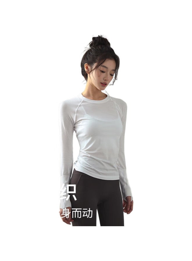 Liberal Yoga Wear For Women, Slim-Fit, Slimming, High-Elasticity, Round Neck, Long-Sleeve Sports Top, Running Training Quick-Dry Fitness Wear, Spring And Autumn Season - Image 3