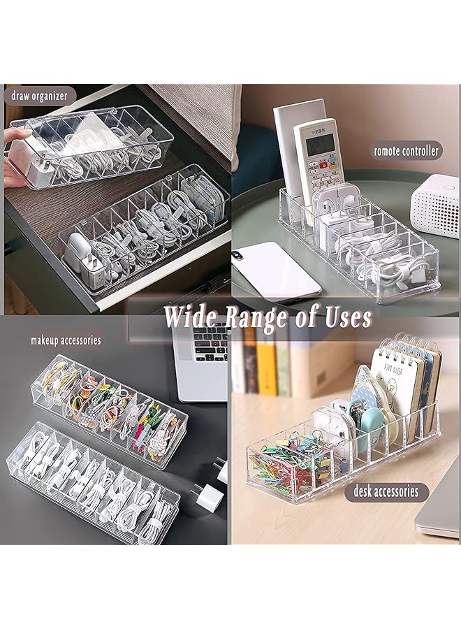 erorex Data Cable Organizer Storage Box With Lid Electronic Cables Organizer Box Transparent Charger Cable Organiser Desk Accessories Storage Organizer Cable Management Tidy With 10 Cable Ties Straps - Image 4