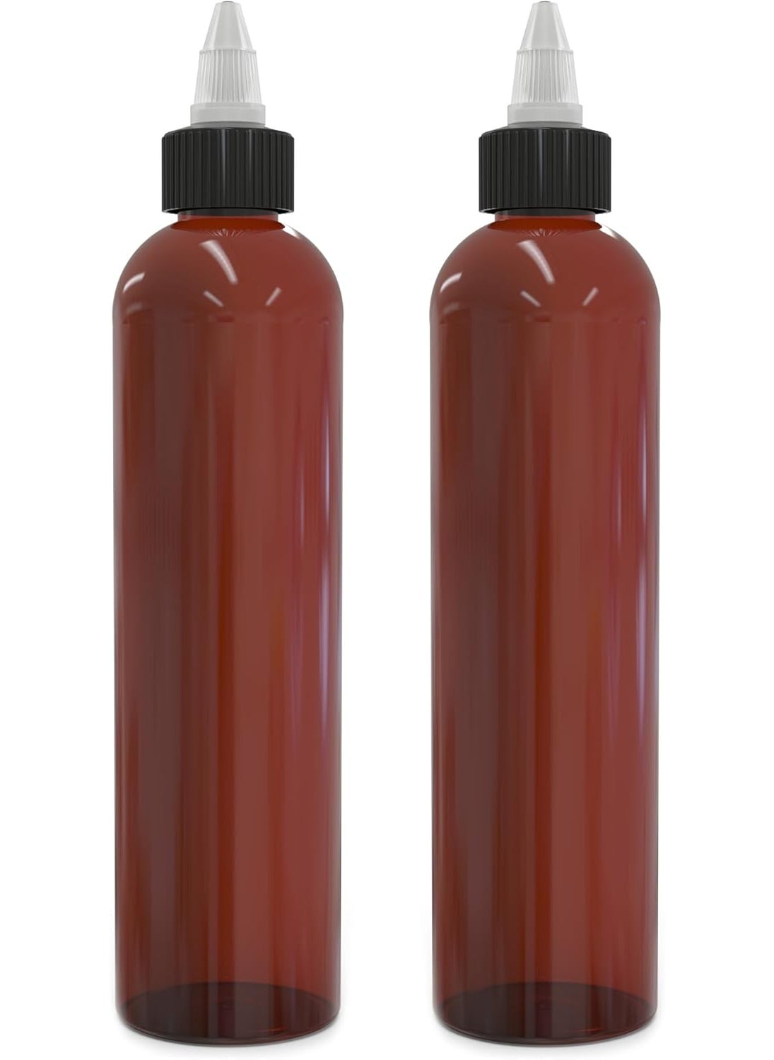 BRIGHTFROM - BRIGHTFROM Twist Top Applicator Bottles, 8 OZ, Squeeze Empty Plastic Bottles, Black Nozzle, BPA-Free, PET, Refillable, Open/Close Nozzle - Multi Purpose (Amber) - Image 1
