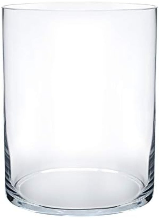 AKDC - (13Cm Wide X 20Cm Tall, Clear) - Flower Glass Vase Decorative Centrepiece For Home Or Wedding By Royal Imports - Cylinder Shape, 20Cm Tall, 13Cm Opening, Clear - Image 1