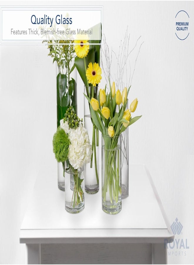 AKDC - (13Cm Wide X 20Cm Tall, Clear) - Flower Glass Vase Decorative Centrepiece For Home Or Wedding By Royal Imports - Cylinder Shape, 20Cm Tall, 13Cm Opening, Clear - Image 1