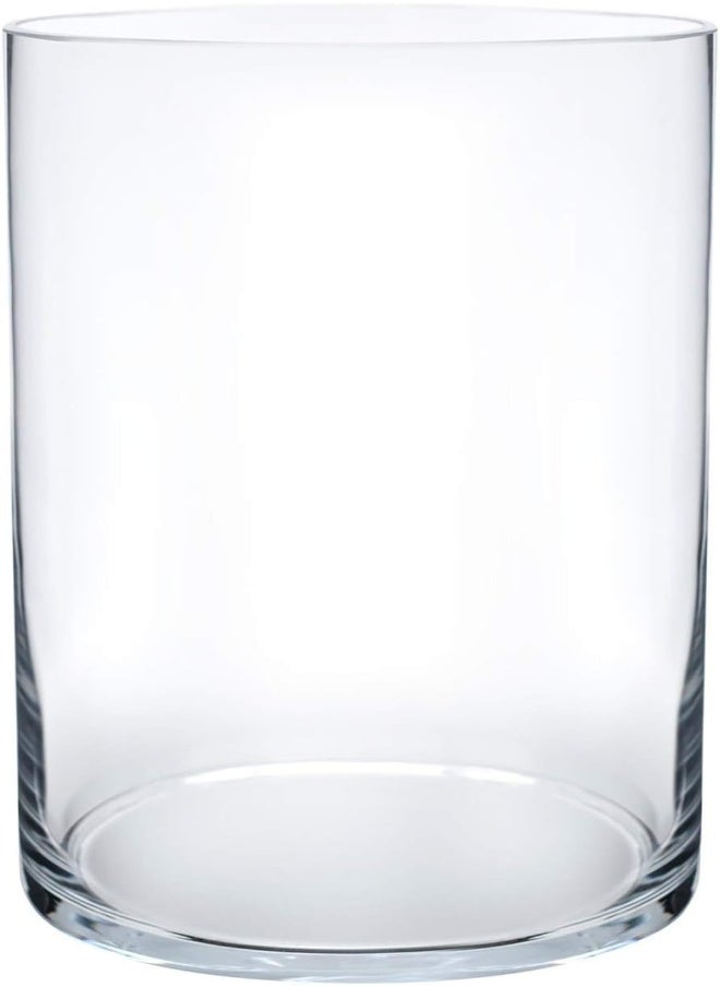 AKDC - (13Cm Wide X 20Cm Tall, Clear) - Flower Glass Vase Decorative Centrepiece For Home Or Wedding By Royal Imports - Cylinder Shape, 20Cm Tall, 13Cm Opening, Clear - Image 1