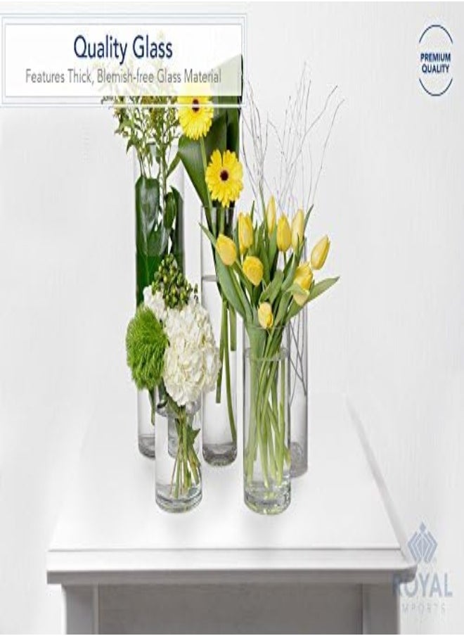 AKDC - (13Cm Wide X 20Cm Tall, Clear) - Flower Glass Vase Decorative Centrepiece For Home Or Wedding By Royal Imports - Cylinder Shape, 20Cm Tall, 13Cm Opening, Clear - Image 1