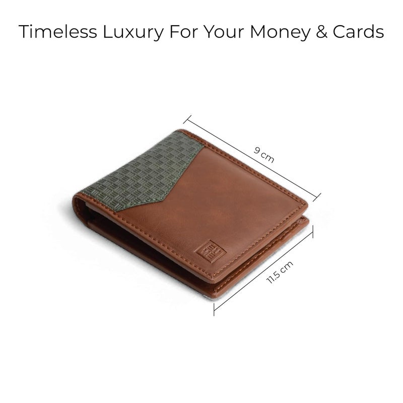 EUME Nova Wallet for Men, Rustic Green | Slim Bifold Premium Vegan Leather | 6 Card Slots, 2 Compartments, 2 Slip Pockets | Stylish & Durable Men Wallet | Perfect for Everyday Use - Image 3