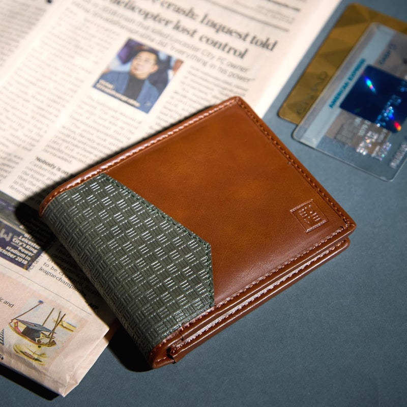 EUME Nova Wallet for Men, Rustic Green | Slim Bifold Premium Vegan Leather | 6 Card Slots, 2 Compartments, 2 Slip Pockets | Stylish & Durable Men Wallet | Perfect for Everyday Use - Image 2