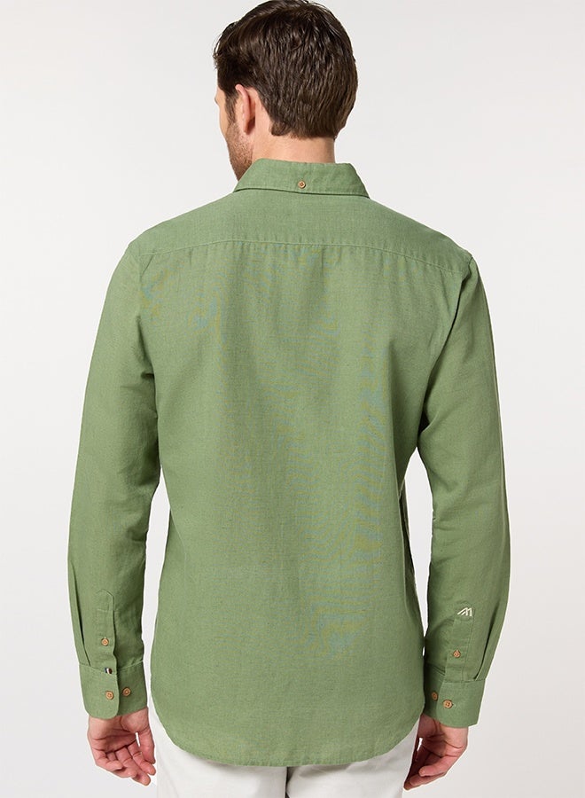 Mannerism The Spice Market Green Linen Shirt with Exotic Warmth - Image 4