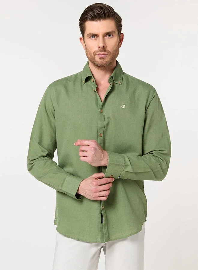 تكلف The Spice Market Green Linen Shirt with Exotic Warmth