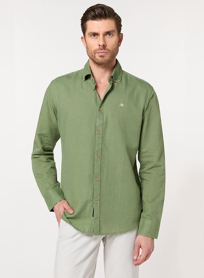 Mannerism The Spice Market Green Linen Shirt with Exotic Warmth - Image 2